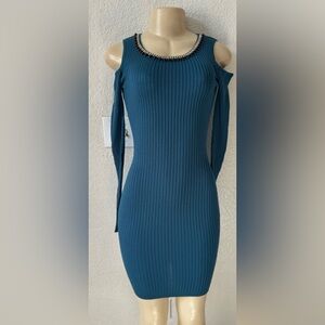 Say What? Teal Maxi Dress Off The shoulder sexy party long sleeve dress